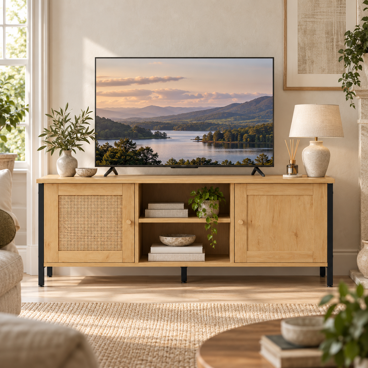 The Pinhoe Rattan TV Unit