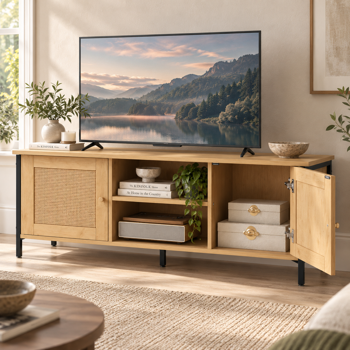 The Pinhoe Rattan TV Unit
