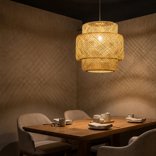The Alresford Wave Rattan Pendant Light