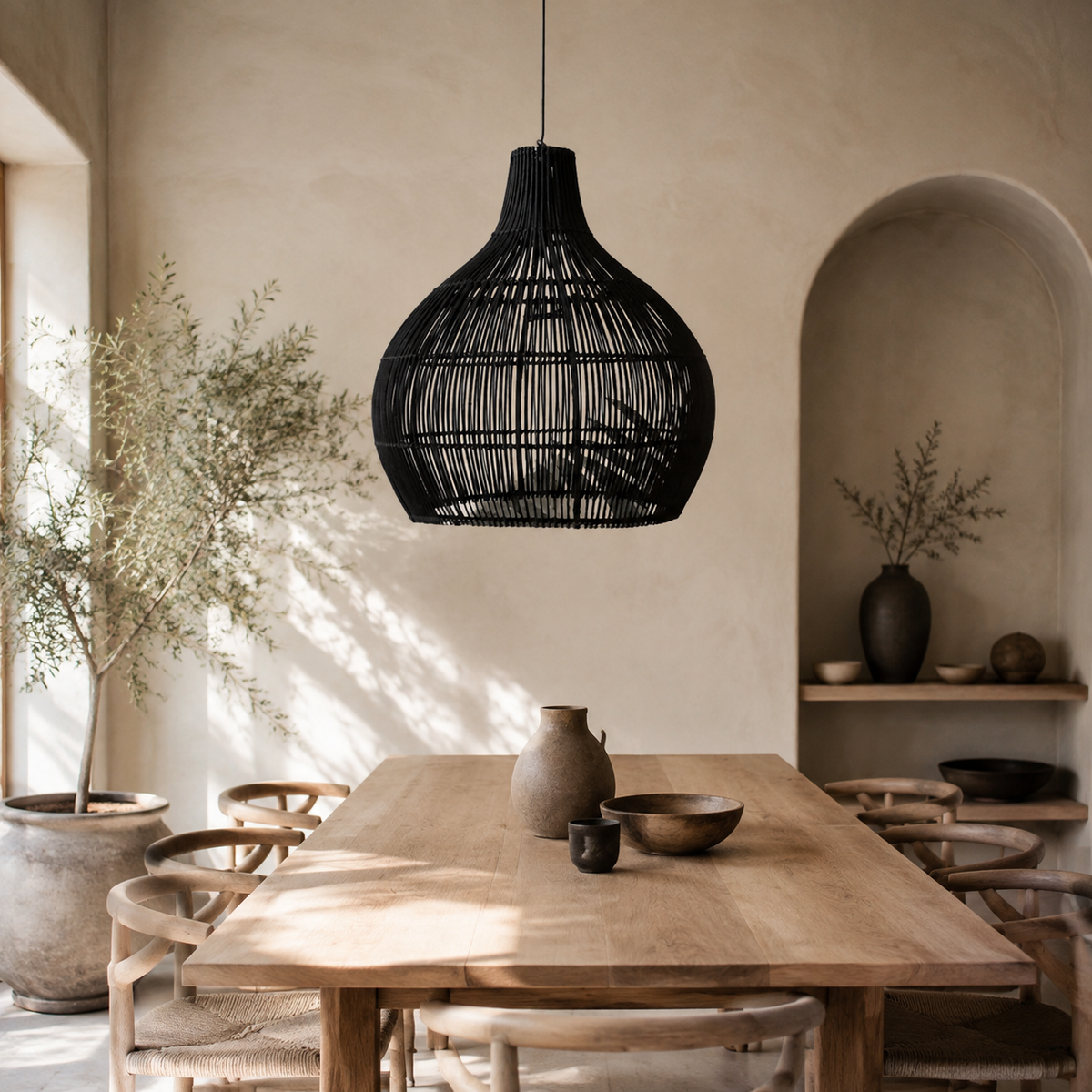 The Bampton Vintage Rattan Pendant Light