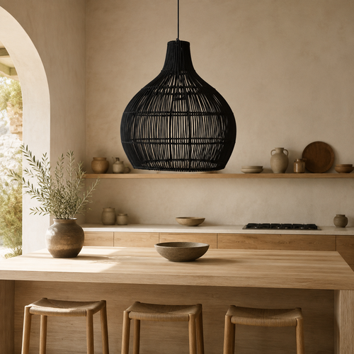 The Bampton Vintage Rattan Pendant Light