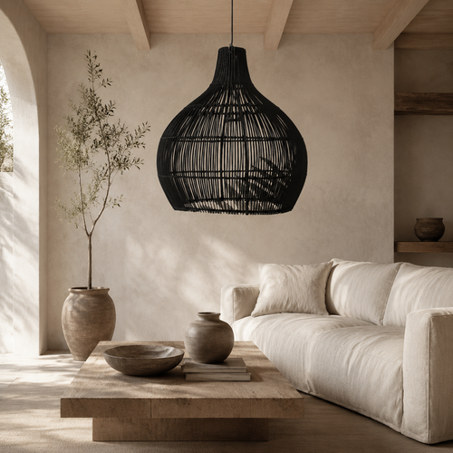 The Bampton Vintage Rattan Pendant Light