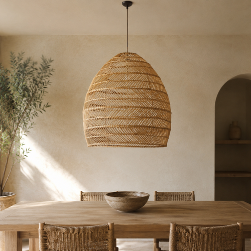 The Bickleigh Fringed Natural Fibre Pendant Light