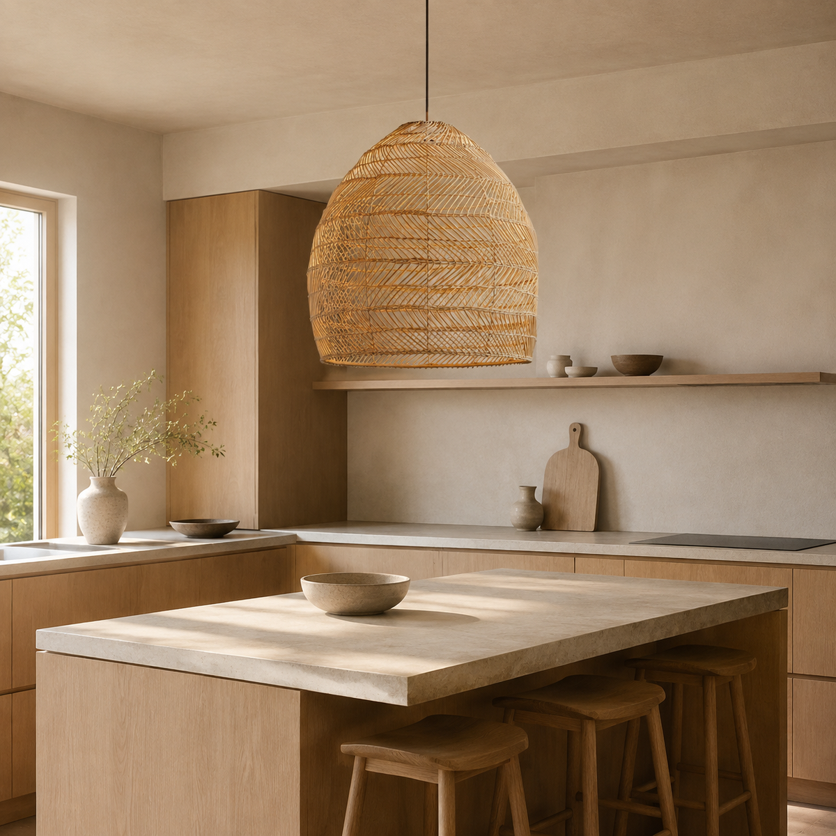 The Bickleigh Fringed Natural Fibre Pendant Light