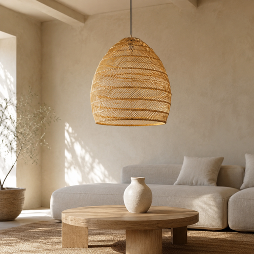 The Bickleigh Fringed Natural Fibre Pendant Light