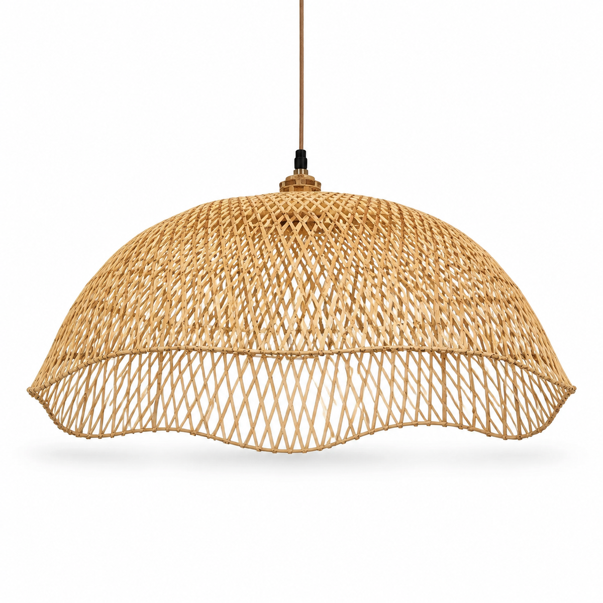 The Bosham Bamboo and Wood Dome Pendant Light