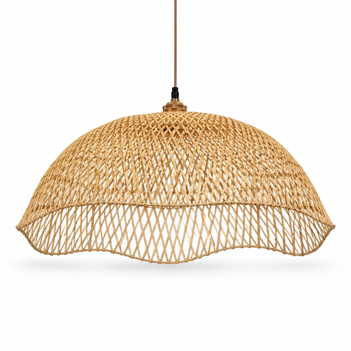 The Bosham Bamboo and Wood Dome Pendant Light