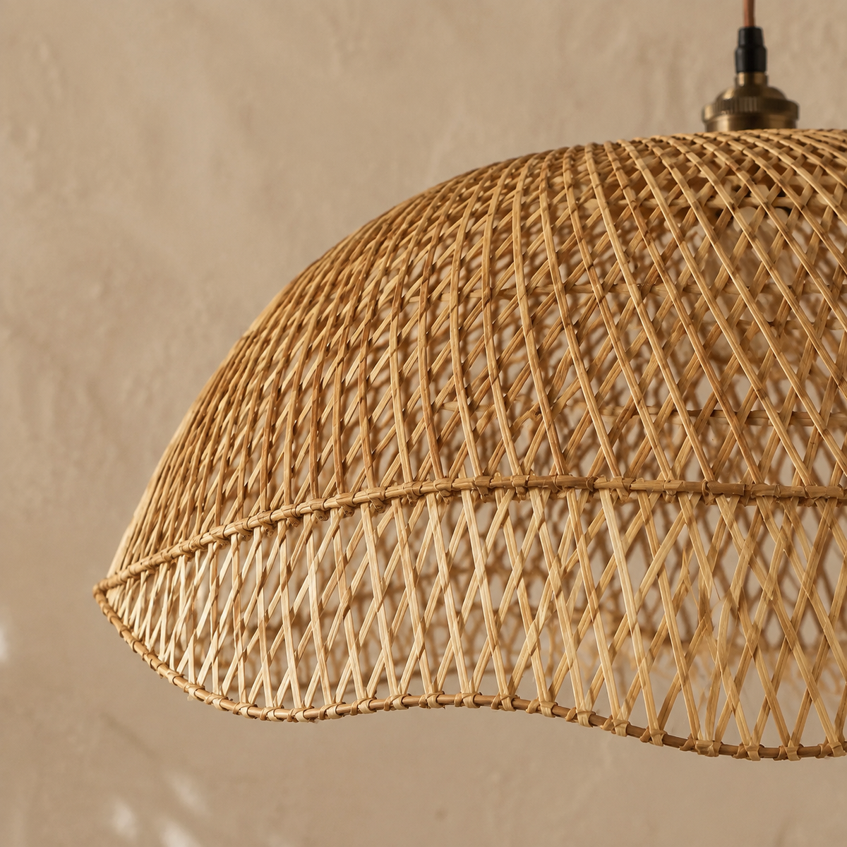 The Bosham Bamboo and Wood Dome Pendant Light