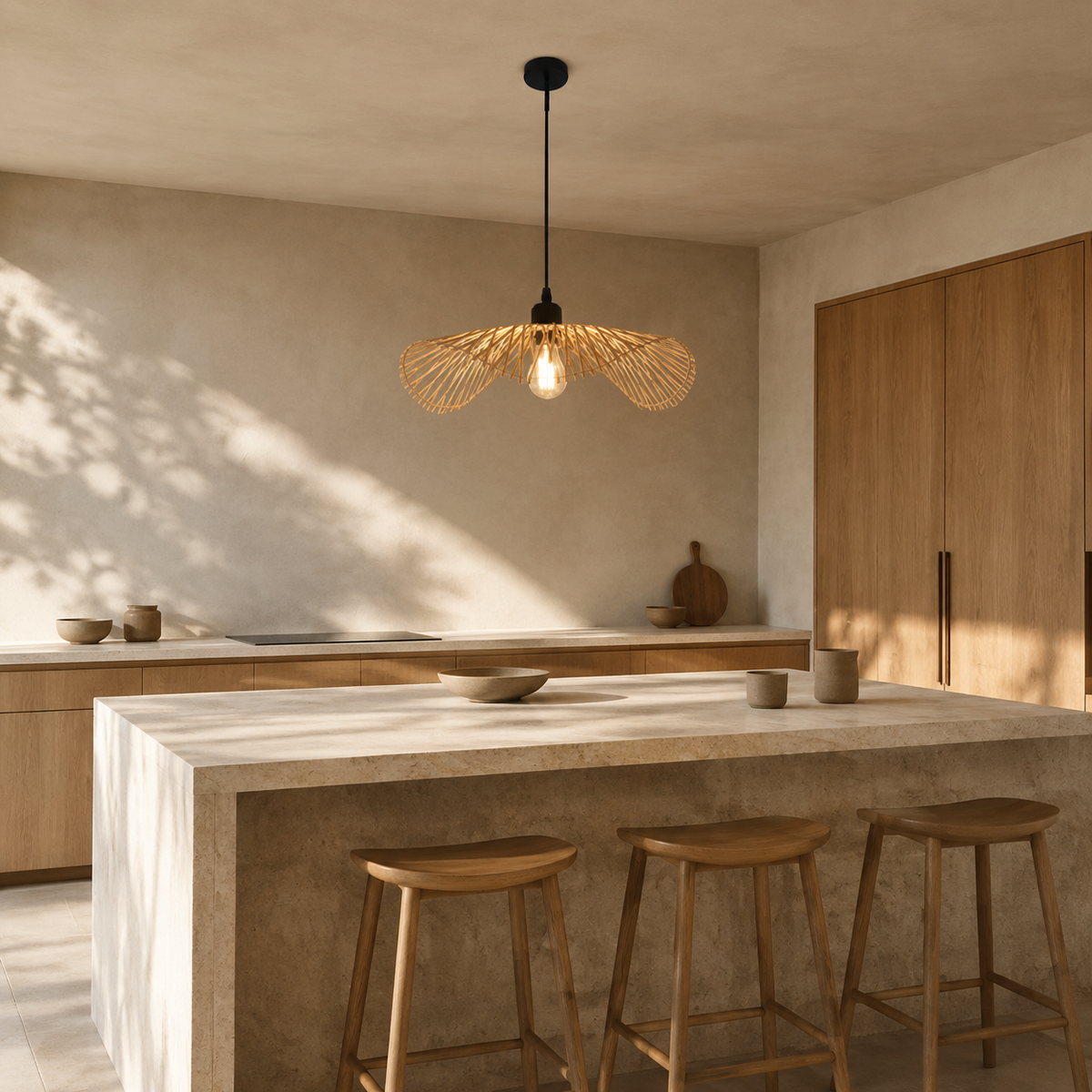The Branscombe Tall Rattan Pendant Light