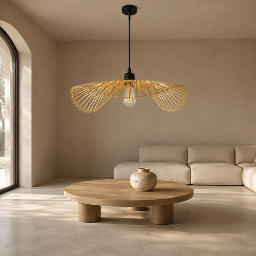 The Branscombe Tall Rattan Pendant Light