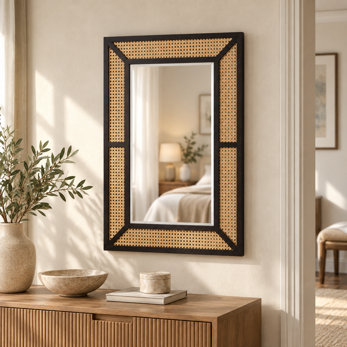 The Wyndham Rattan Wall Mirror