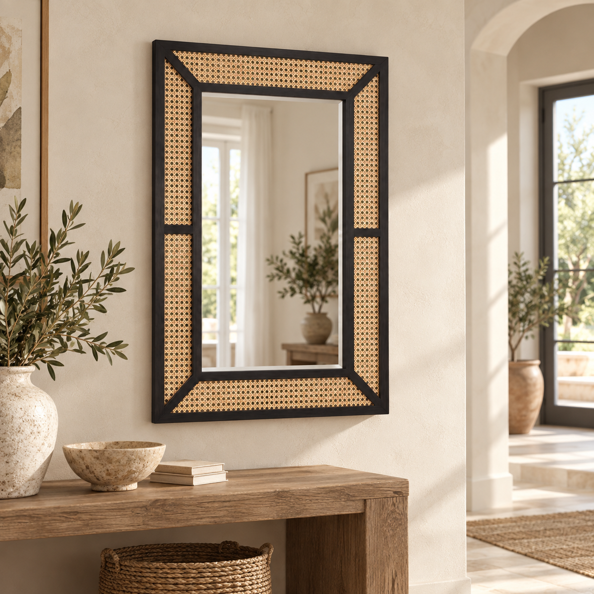 The Wyndham Rattan Wall Mirror