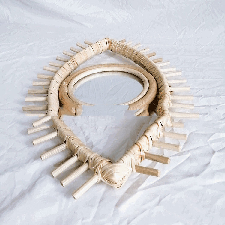 Bojonegoro Wall Mirror — Decorative rattan-framed mirror, model D.