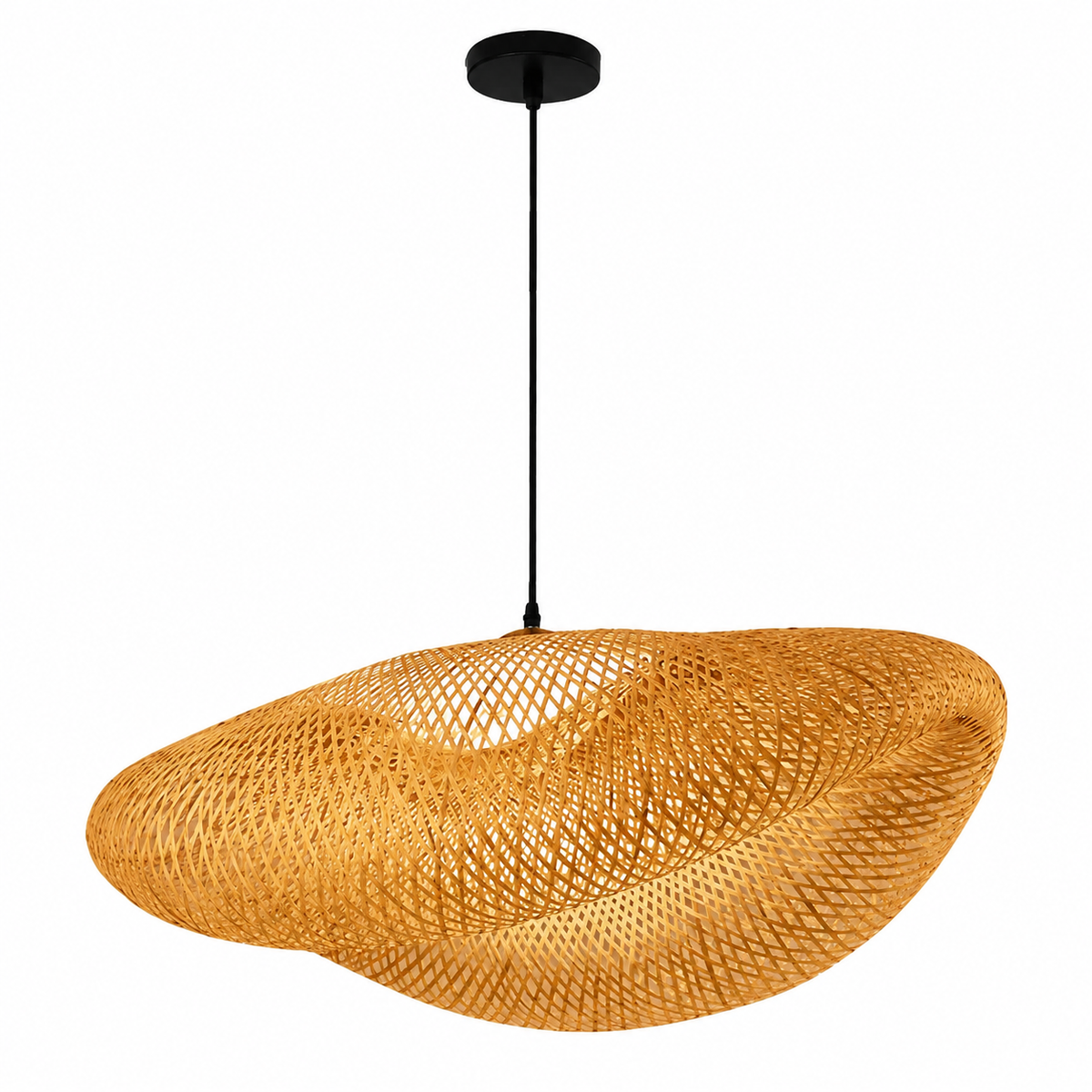 The Camberley Folded Oval Rattan Pendant Light