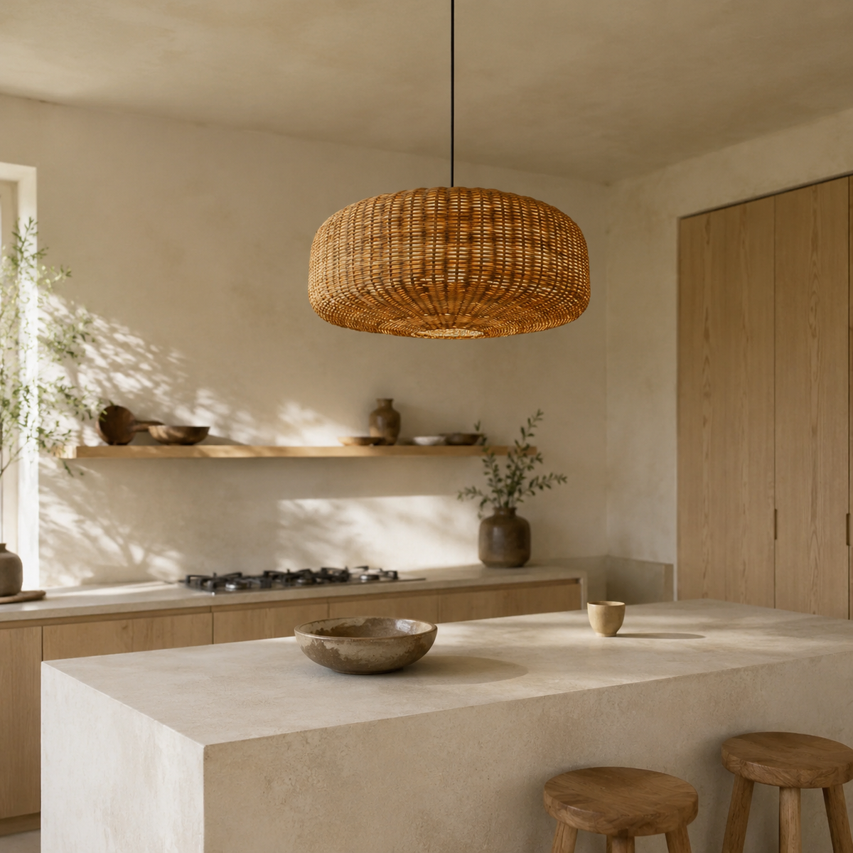 The Chagford Retro Woven Rattan Pendant Light