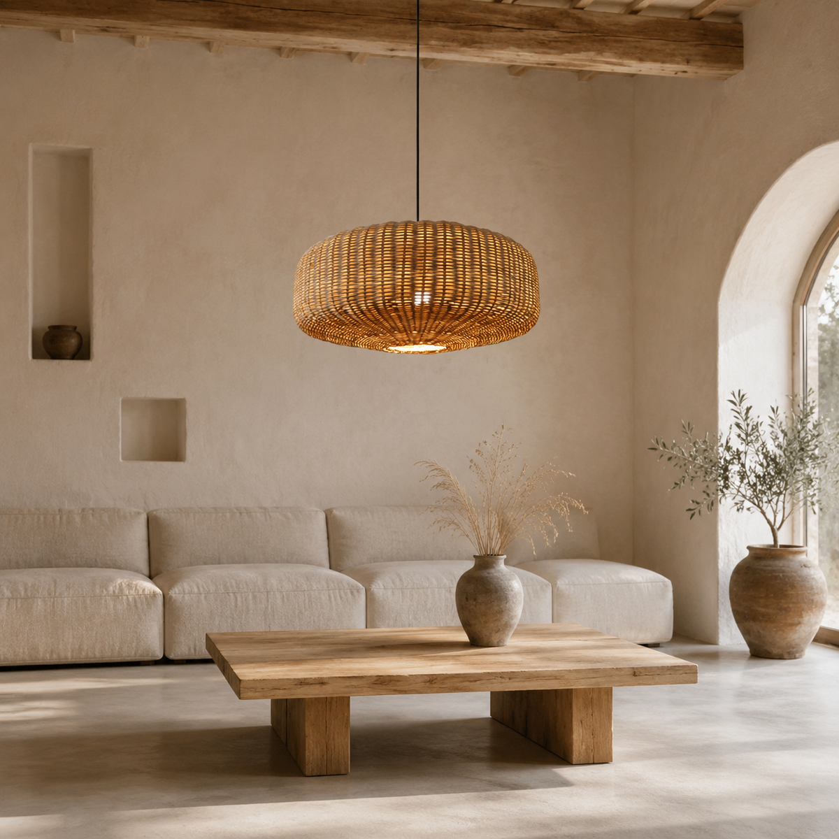 The Chagford Retro Woven Rattan Pendant Light