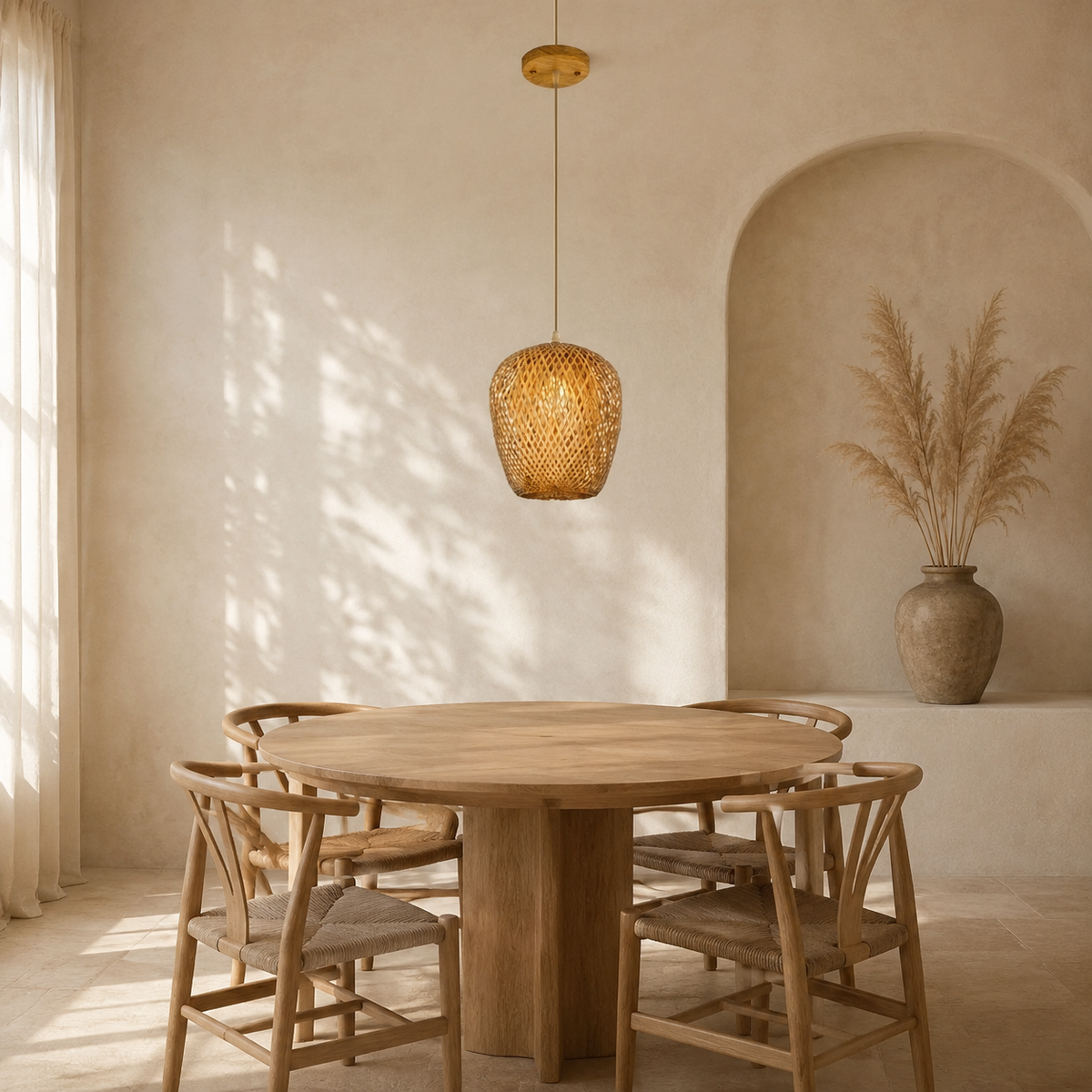 The Chawton Olive Bamboo Pendant Light