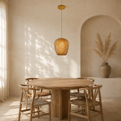 The Chawton Olive Bamboo Pendant Light