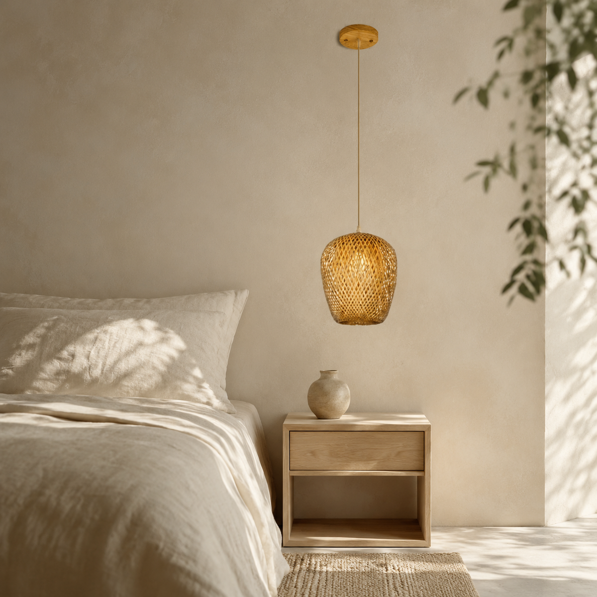 The Chawton Olive Bamboo Pendant Light
