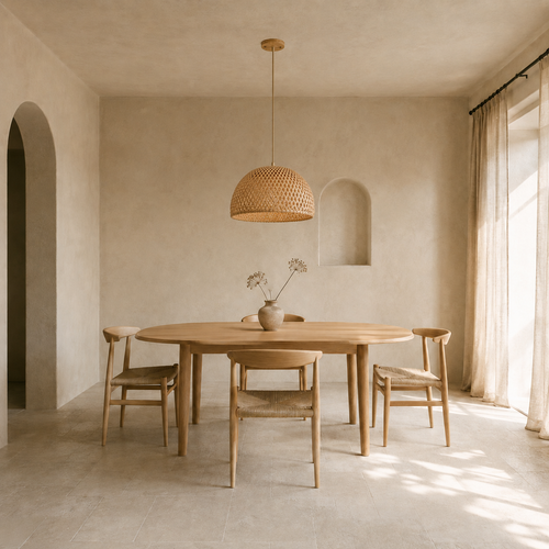 The Colyton Dome Rattan Pendant Light