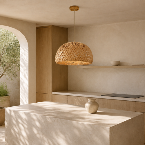 The Colyton Dome Rattan Pendant Light