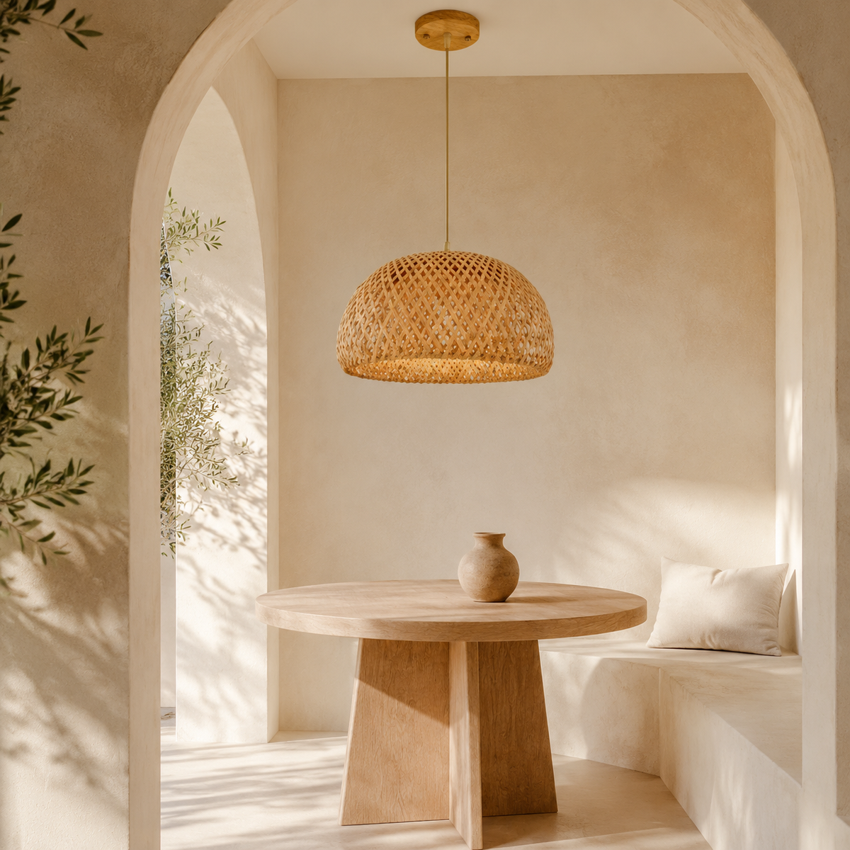The Colyton Dome Rattan Pendant Light