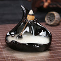 Kenanga Incense Burner — Dark ceramic backflow incense burner, model A.