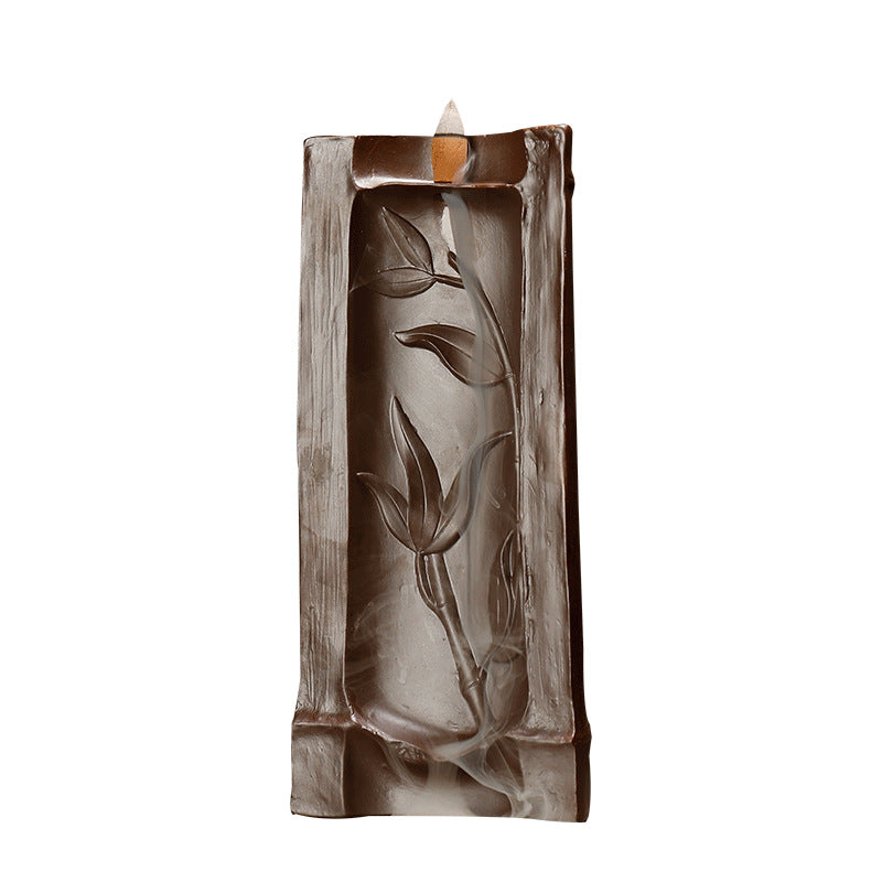 Yori Ceramic Incense Holder — Ceramic incense holder shaped like a bamboo stalk.