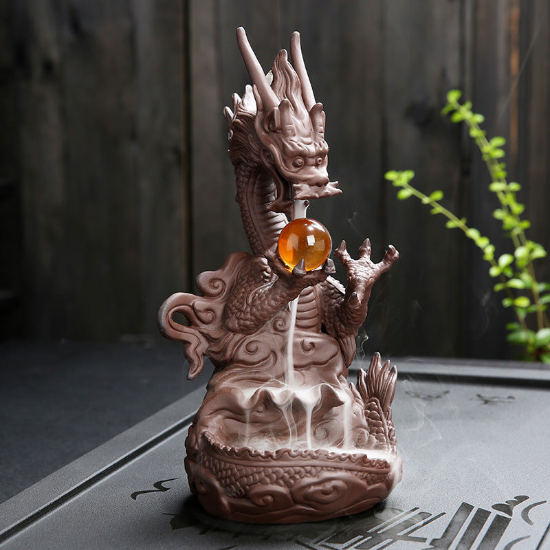 Timor Incense Burner — Dragon-shaped ceramic backflow incense holder.