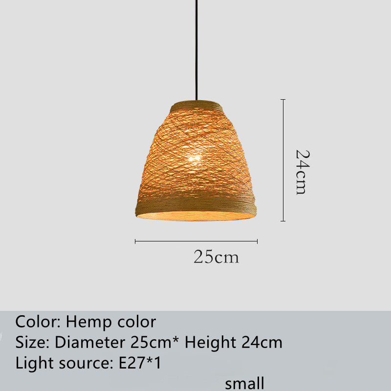Lamongan Pendant Light — Woven bell-shaped pendant shade, in the selected A design.