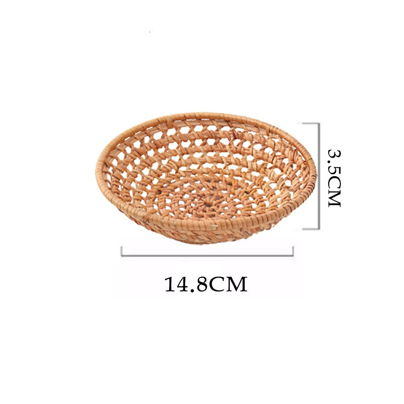 Amakusa Storage Basket — Shallow round basket with an open woven pattern.
