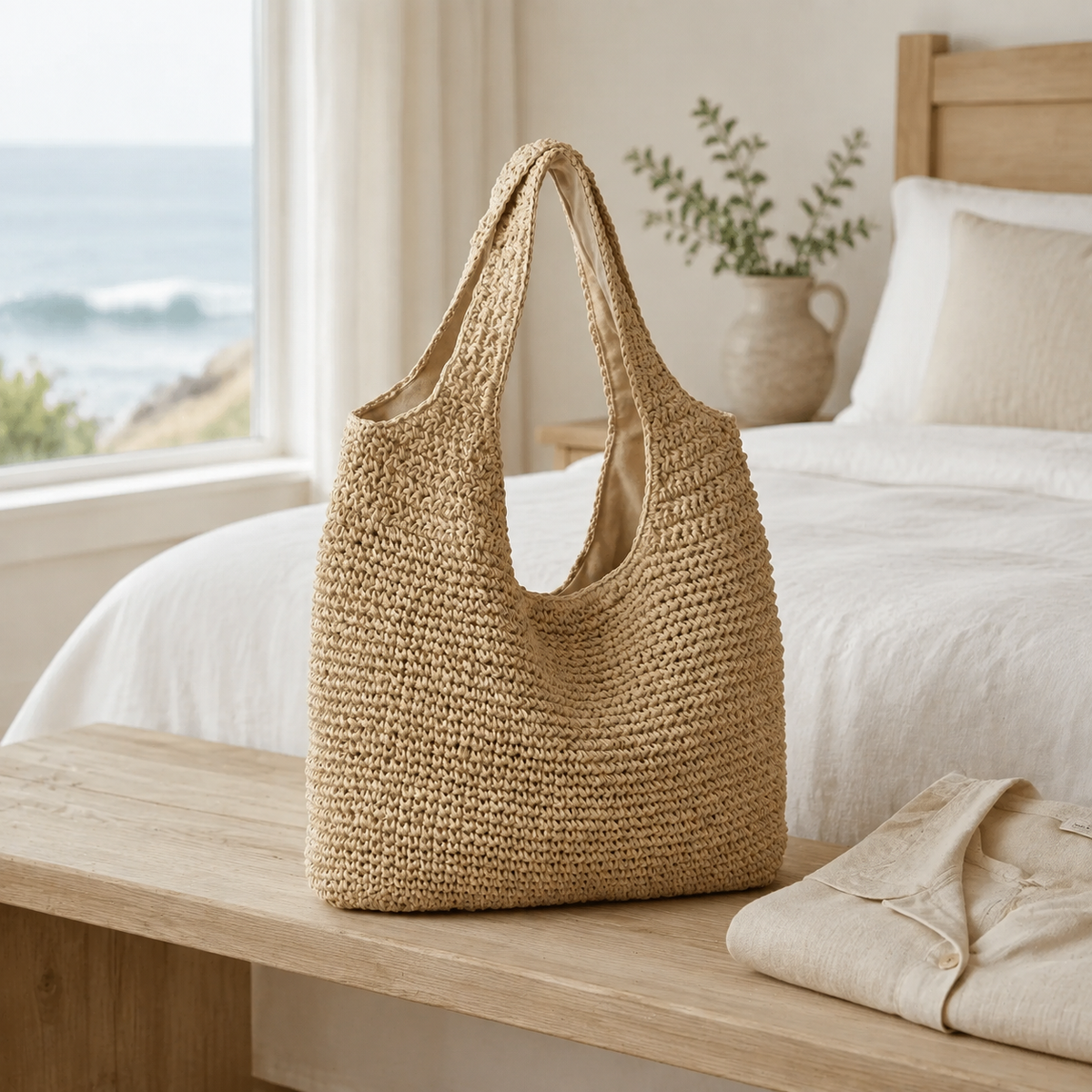 The Cresswell Soft Woven Rattan Tote Bag