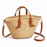 The Dallington Rattan Handbag with Leather-Effect Handles