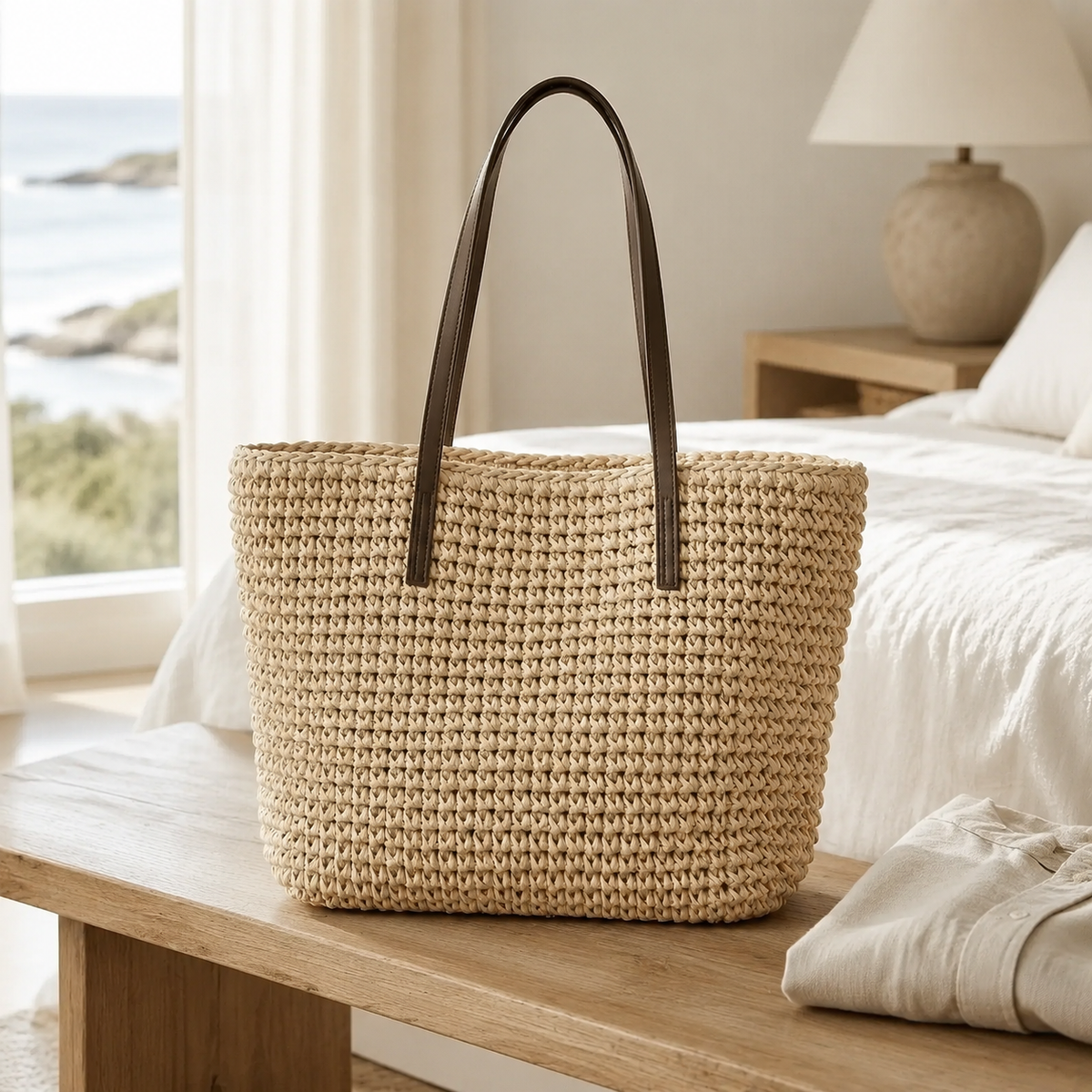 The Dunster Large Woven Rattan Tote Bag