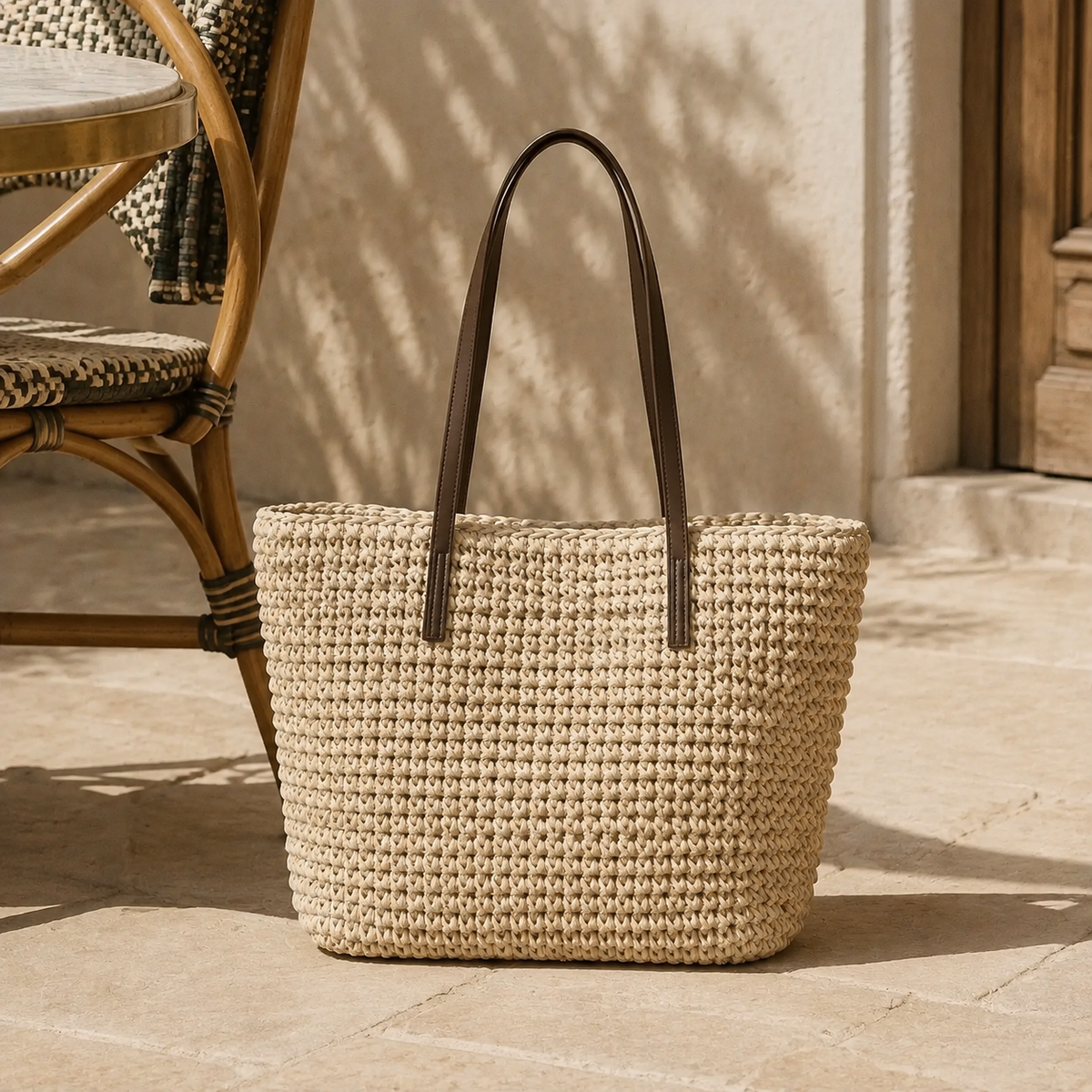 The Dunster Large Woven Rattan Tote Bag