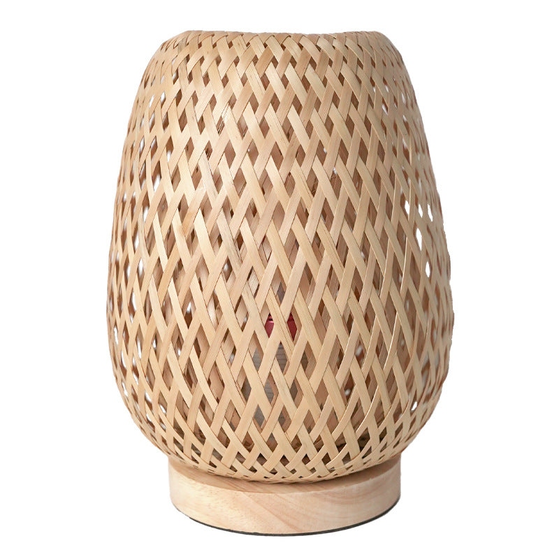 Hagi Table Lamp — Double-layered bamboo lattice table lamp, with USB connection.