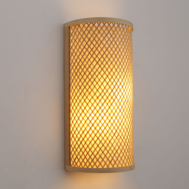 Demak Wall Light — Tall rectangular bamboo lattice wall light.