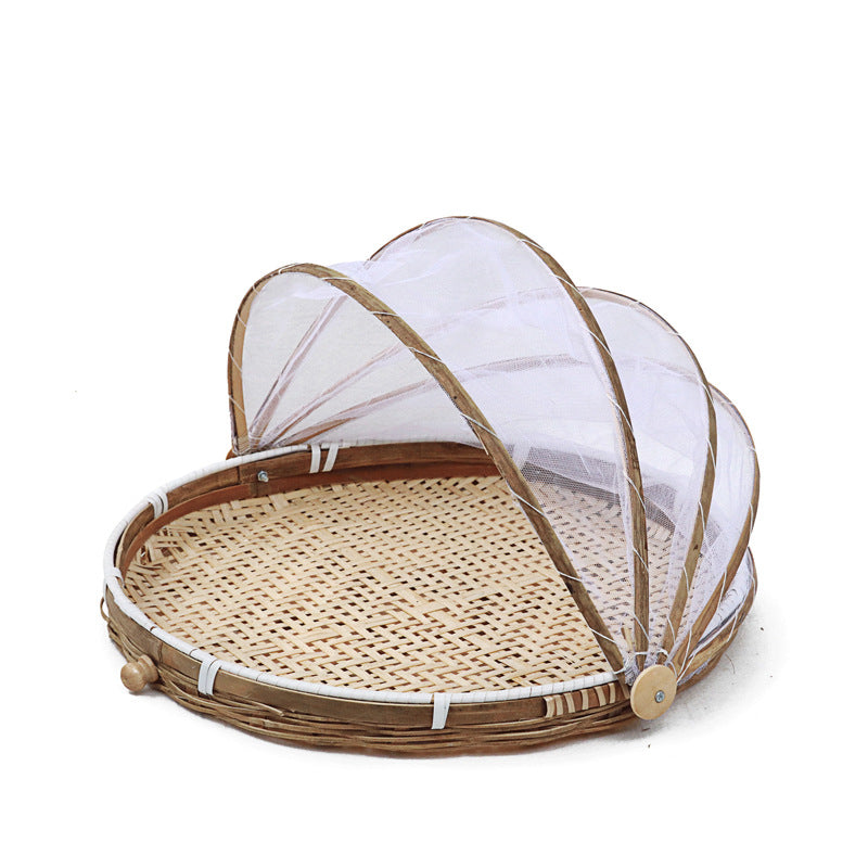 Chishui Food Cover Tray — Medium bamboo food basket with a domed cover.