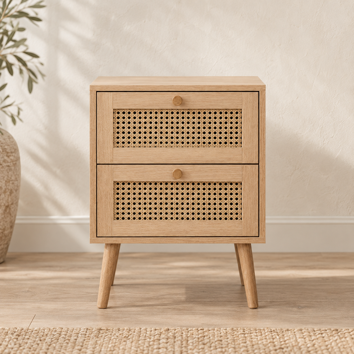 The Amberley Rattan Bedside Table