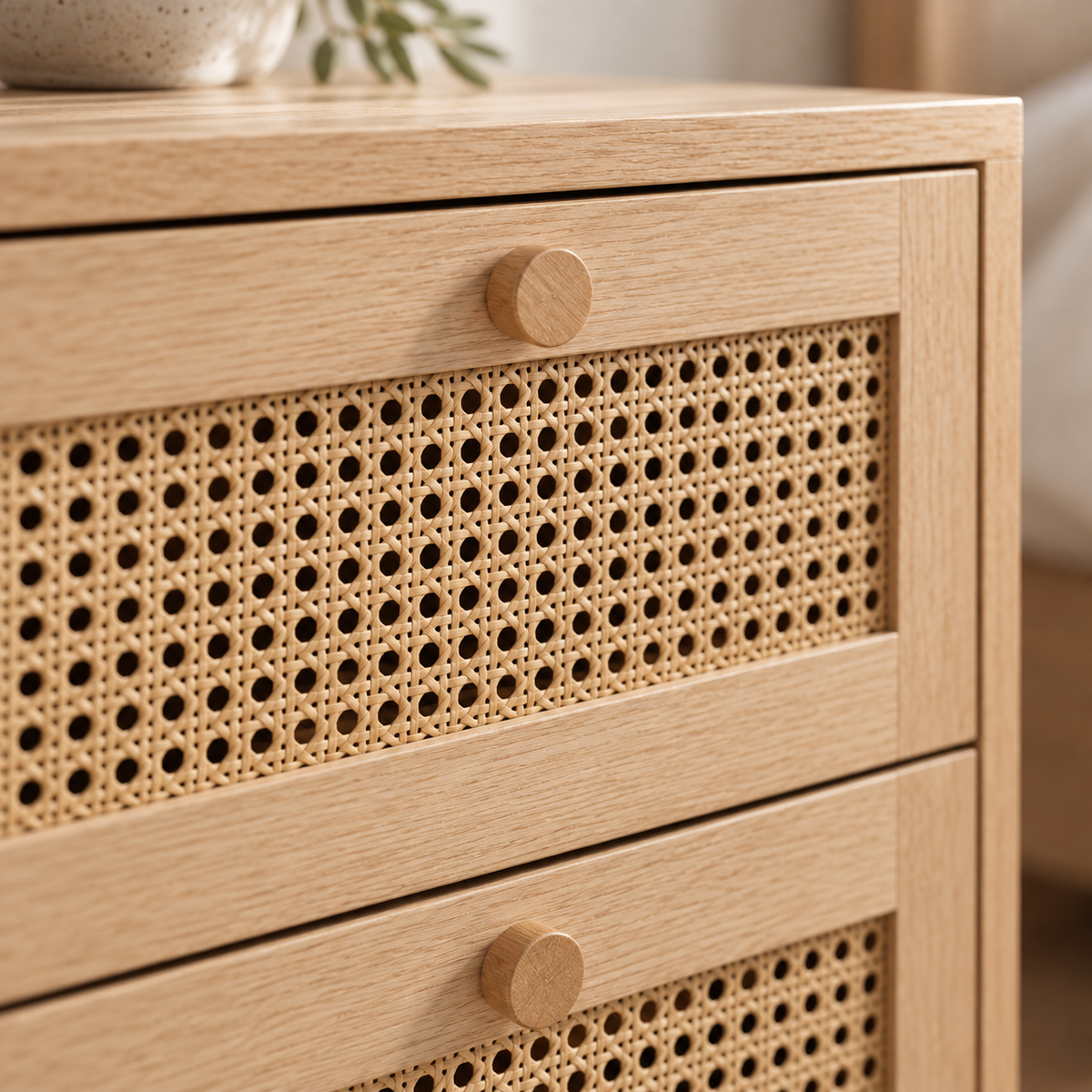 The Amberley Rattan Bedside Table