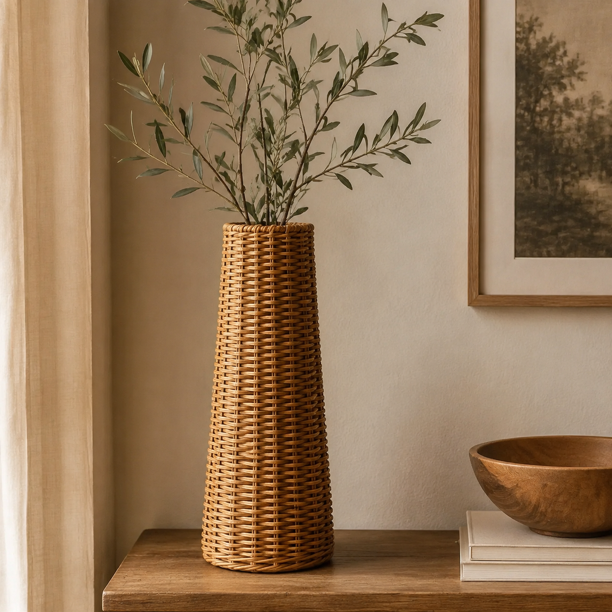 The Edington Tall Cylindrical Rattan Vase