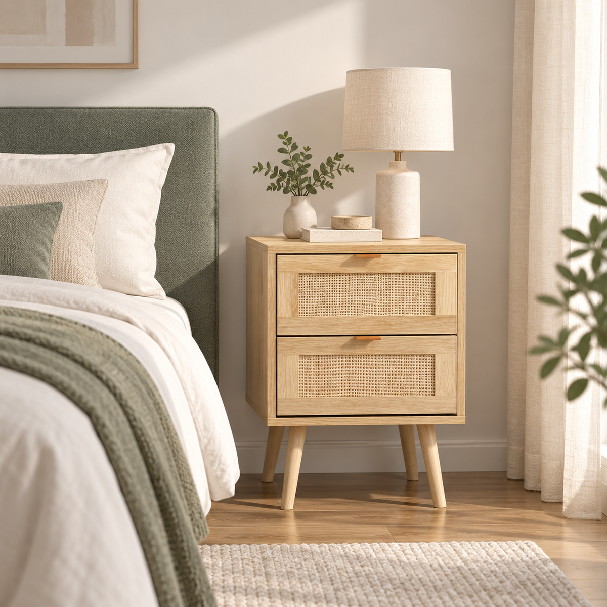 The Bramley Rattan Bedside Table