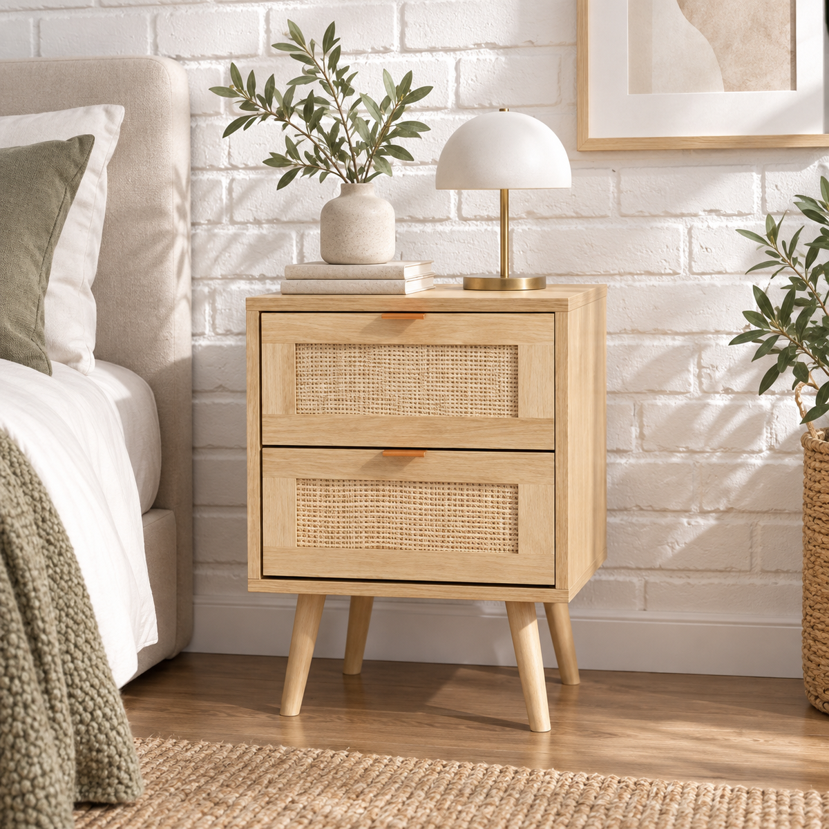 The Bramley Rattan Bedside Table