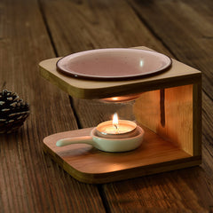 Chenglan Aroma Burner — Open bamboo stand supporting a pink porcelain bowl.
