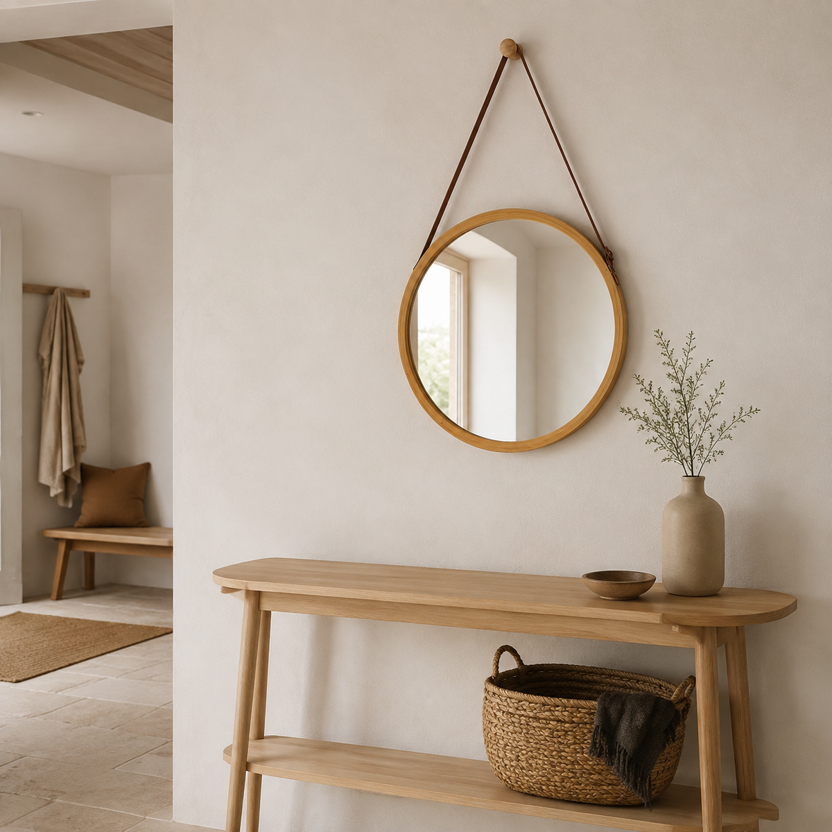 The Hambledon Teardrop Rattan Wall Mirror