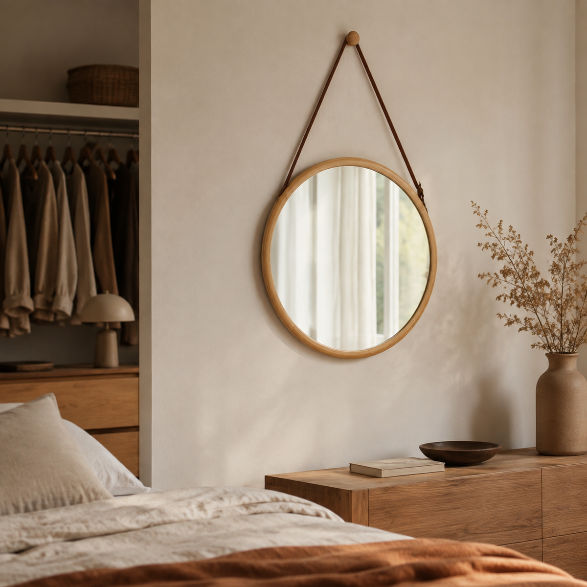 The Hambledon Teardrop Rattan Wall Mirror
