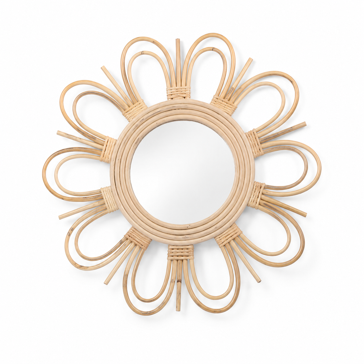 The Hartley Double Flower Rattan Wall Mirror