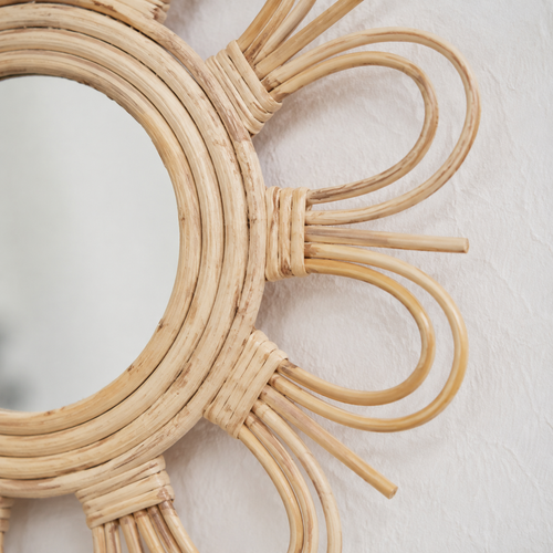 The Hartley Double Flower Rattan Wall Mirror