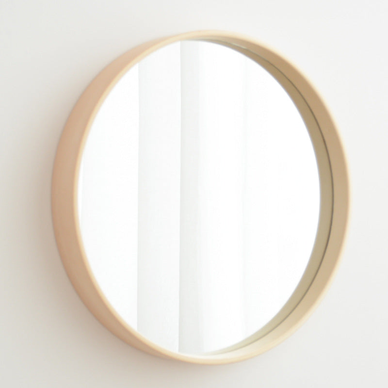 Adira Wooden Round Wall Mirror — Round mirror with a simple wooden frame.