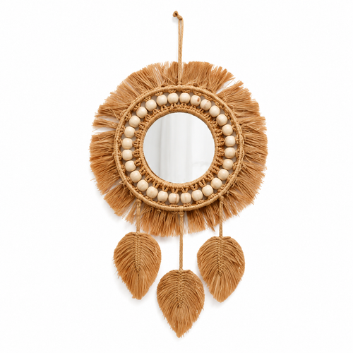 The Holkham Cotton Macrame Wall Mirror